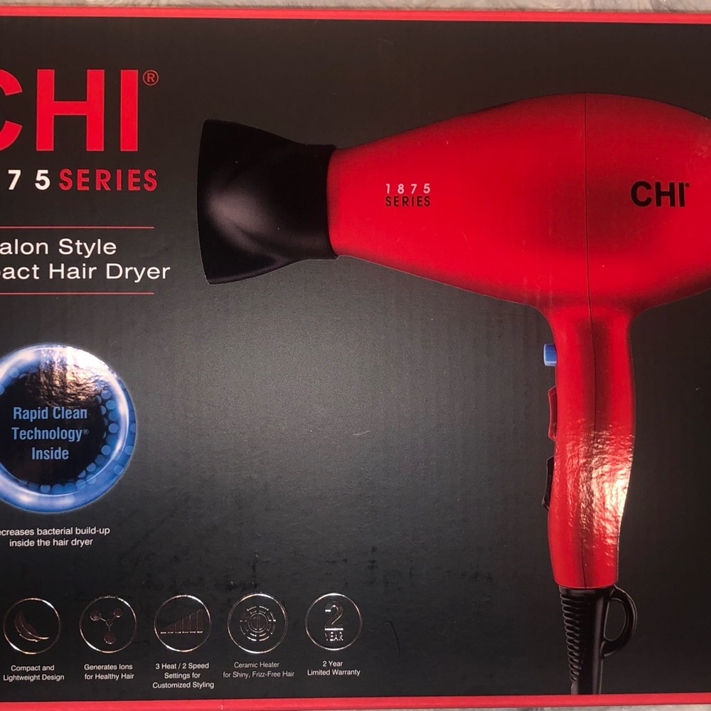 CHI Blow dryer.  New in open box.  1875 with diffuser and conc attachments.